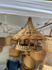 Wicker Hanging Bird Feeder Handwoven Willow Rustic Garden Outdoor Natural Decor