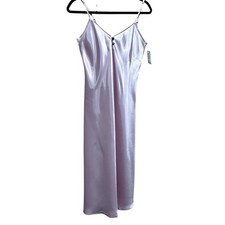 NWT Jones NY Slip Dress Pink Satin Midi Maxi Lingerie Fairy Romantic V Neck SZ S