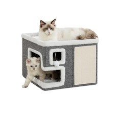 Cat Houses for Indoor Cats, Covered Cave Bed with Scratch Pad and Fluffy Ball...