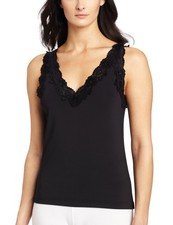 UPC 090664089787 product image for Cinema Etoile Women's Lace Trim V-Neck Camisole, Black, X-Large X-Large, Black  | upcitemdb.com