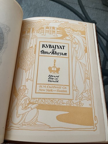 1st Ed the Rubaiyat Of Omar Khayyam Art Nouveau decorated pages Leather 1900 - Imagen 8 de 22