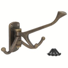 1 Pièce Patères Murales Pivotantes 3 Crochets En Métal Bronze Avec Vis