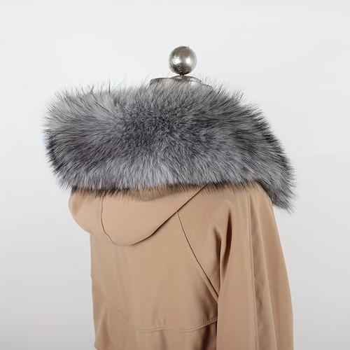 Tira de cuello de piel sintética suave 75 cm * 15 cm, ribete desmontable multicolor para chaqueta de abrigo - Imagen 46 de 60