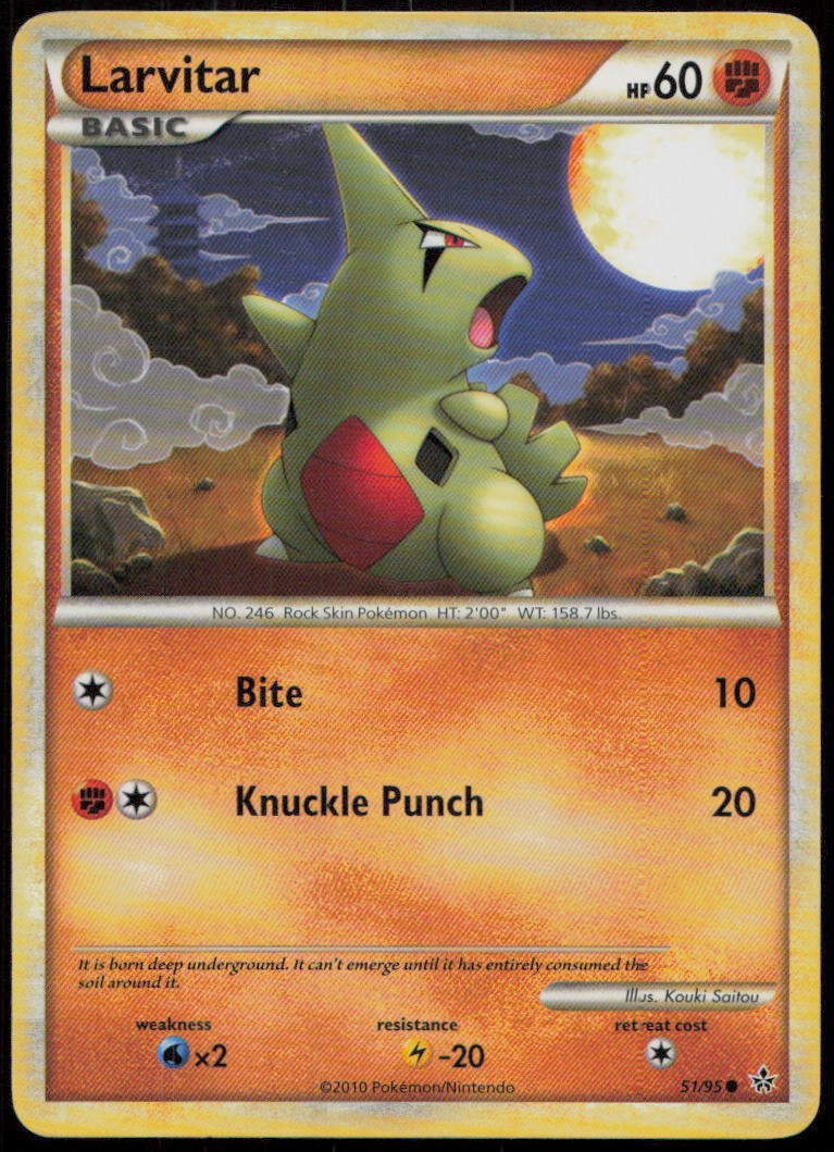 Larvitar 51/95 HP HGSS Unleashed Common Pokemon