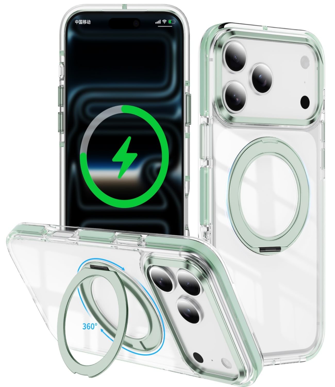 Housse aimantée iPhone 17 Pro Max transparente avec béquille