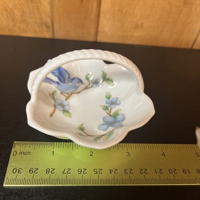 Precious Vintage 3D Blue Bird Trinket Decorative Basket Made In Japan!