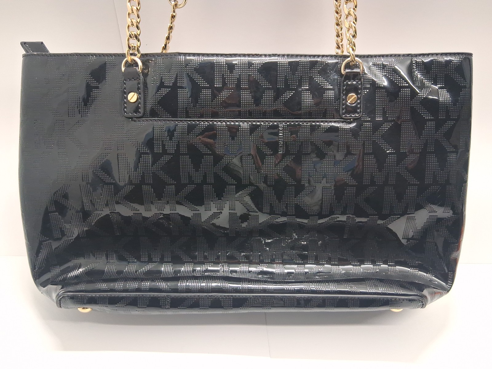 Michael Michael Kors Patent Leather Chain Tote Bag - Read