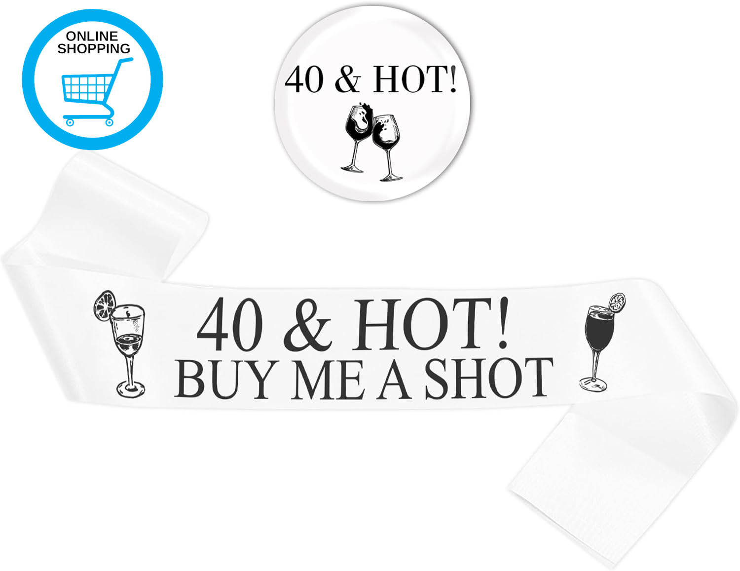 40Th Birthday Decorations Sash for Women - Black and White 40Th Hot Sash with Bu