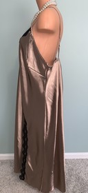 New Glossy Satin Peignoir Set 3X Slip Dress Nightgown Robe Lingerie Sexy 22"Slit