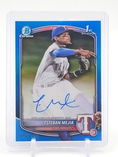 ESTEBAN MEJIA 2025 BOWMAN CHROME BLUE 1ST AUTO BLUE REFRACTOR ROOKIE /150 Q0208
