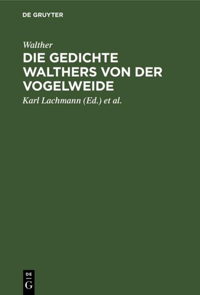 Die Gedichte Walthers Von Der Vogelweide Walther-image