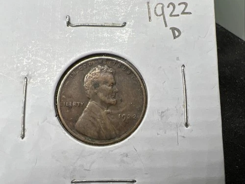1922 D 1c Lincoln 1c Wheat Cent Coin Fine Details Circ Semi Key Date