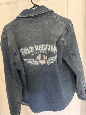 True Religion George Denim Glitter, Shirt, Size Lg Color M Cozy Fireside Wash