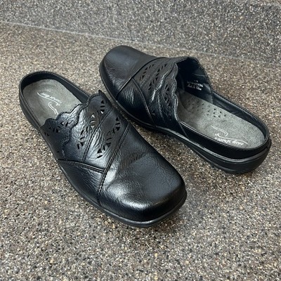Easy Street Comfort Wave Womens Size 10 M Black Faux Leather Slip On Casual Mule