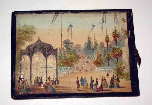 c1820 Wood Framed HAND COLORED PAPER TRANSPARENCY OPTICAL Zograscope View IMAGE - 第 7/7 張圖片