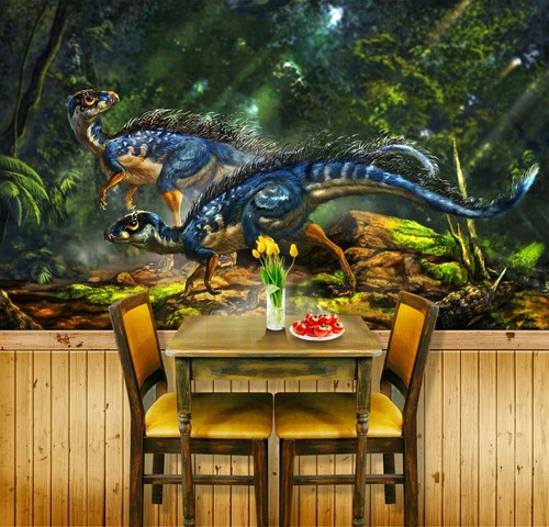 3D Blue Dinosaur ZHUA1086 Wallpaper Wall Murals Removable Self-adhesive Zoe - Photo 2/11