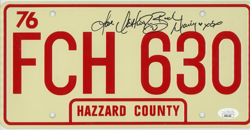 Catherine Bach DUKES OF HAZZARD AUTOGRAPHED LICENSE PLATE DAISY JSA COA! Tag CJ7