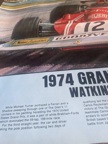 Vintage 1974 GRAN PREMIO DEGLI STATI UNITI WATKINS GLEN US 20x28” POSTER GRAFICA - Foto 2 di 2