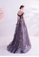 Luxury Party Prom Formal Evening Dress Court Train A-line Sexy Illusion Evening