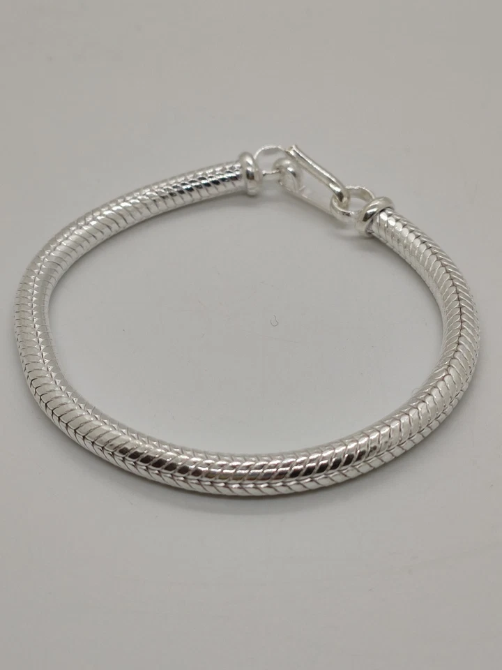 BRACCIALE SNAKE SERPENTE ARGENTO 700 UOMO TIBETANO CODA DI TOPO INDIA CM 20.2 S1 - Immagine 4 di 4