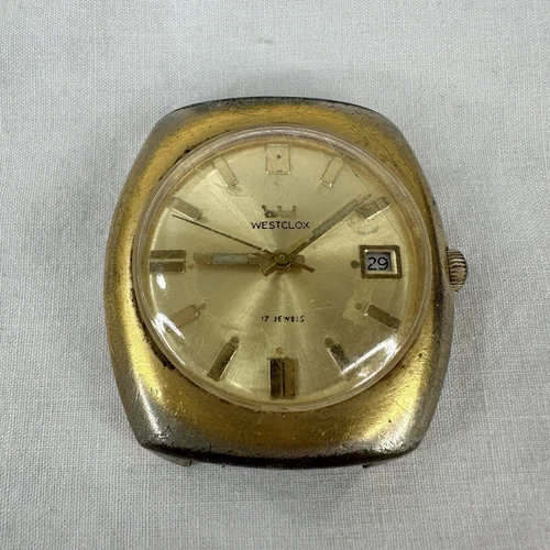 Vtg Westclox Watch Men’s Gold Tone FOR PARTS REPAIR 21 Jewels Water Resistant