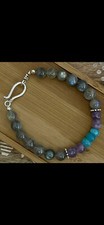 Beautiful Blue Chalcedony, Amethyst Flash Labradorite Beaded Bracelet