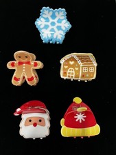 Christmas Hair Accessories Small Claw Clips Santa Gingerbread Snowflake Lot of 5