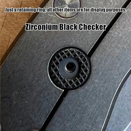 "Anillo de retención a cuadros negro circonio personalizado 1 pieza para Rick Hinderer XM18 3,5""" - Imagen 1 de 3