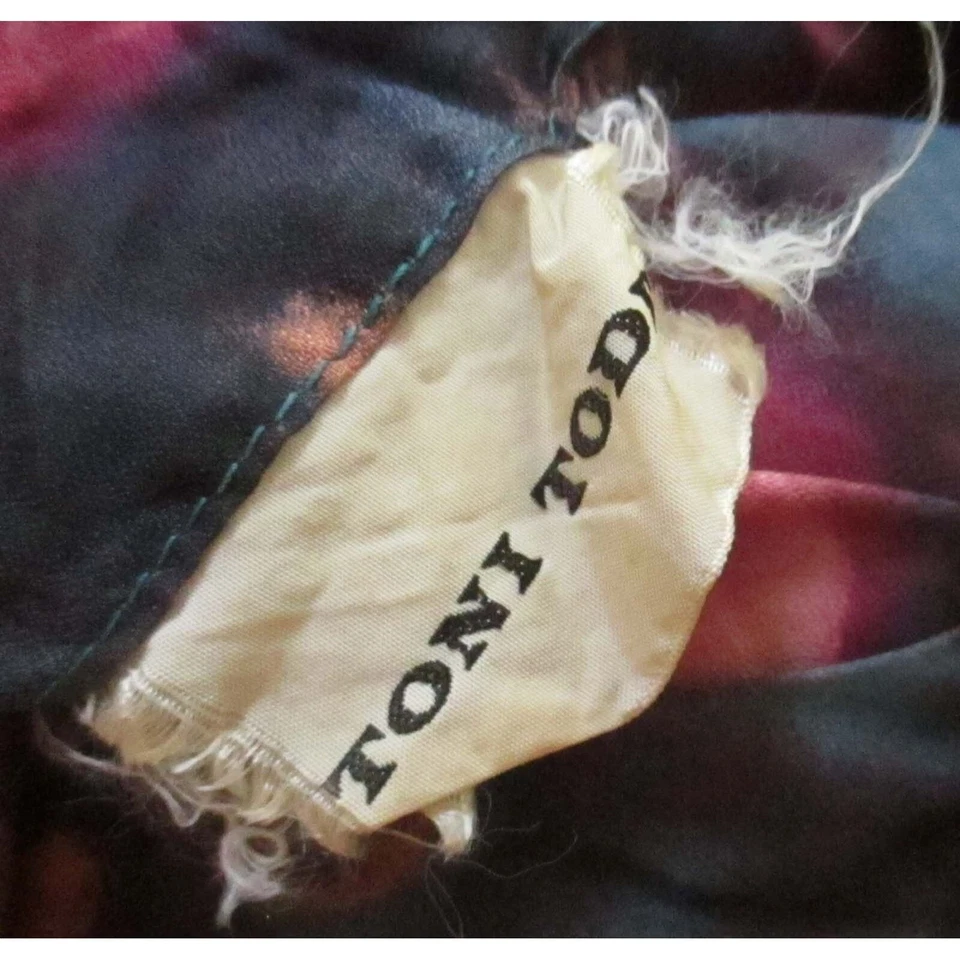 Vintage Womens Dress 10 1950's Acetate Nylon PINK/BLUE BELTED Dress TONI TODD - Image 4 of 4