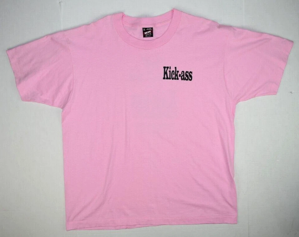 Camiseta Vintage Rosa Kick Ass Margaritas Talla XL 90s Dems Telar de Frutas Hecha en EE. UU. Foto 2 de 4