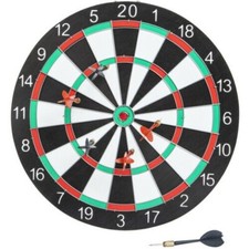 Dartboard Game Set 6 darts 2 Sided Board 17in Indoor Outdoor Game Gift Idea