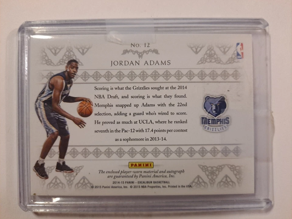 Jordan Adams 2014-15 Panini Excalibur Jumbo 新秀 Rampage 3 色布贴亲笔签名  — 第 2/2 张图片