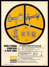 1966 MOOG Industries St. Louis Steering Stablizers & Idler Arms Vintage Print Ad