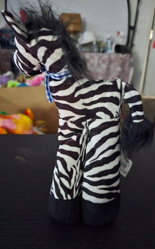 Tall standing zebra plush with bow by Cargo 9" x 12" - Picture 2 of 2