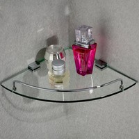 Leyden Soild Brass Chrome Finished Bathroom Storage Brackets Glass Corner She... on sale Leyden Soild Brass Chrome Finished Bathroom Storage Brackets Glass Corner She... on sale