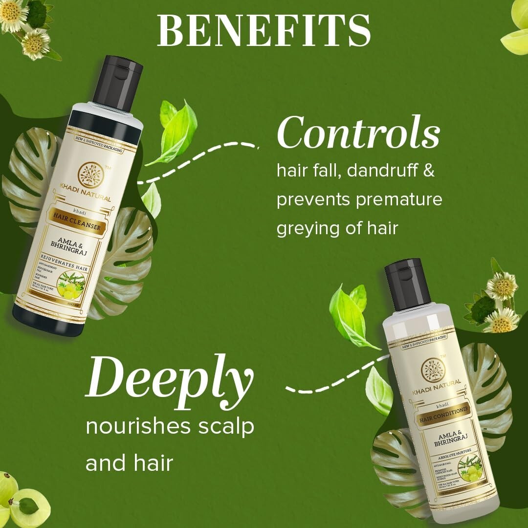Khadi Natural Amla & Bhringraj Hair Cleanser Shampoo (210ml x 2