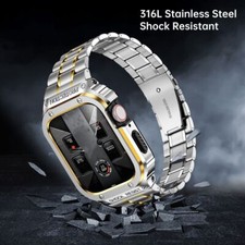 Stainless Watch Band Strap w Metal Case For Apple Watch Serie 8 Ultra 7 6 5 4 SE