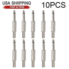 10PCS 1/4'' 6.35mm Male Mono Monaural Audio Cable Jack Connector Plug