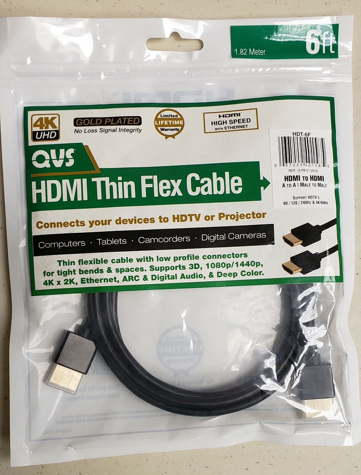 6ft HDMI Cable for 4K Ultra HD High-Speed Streaming-image
