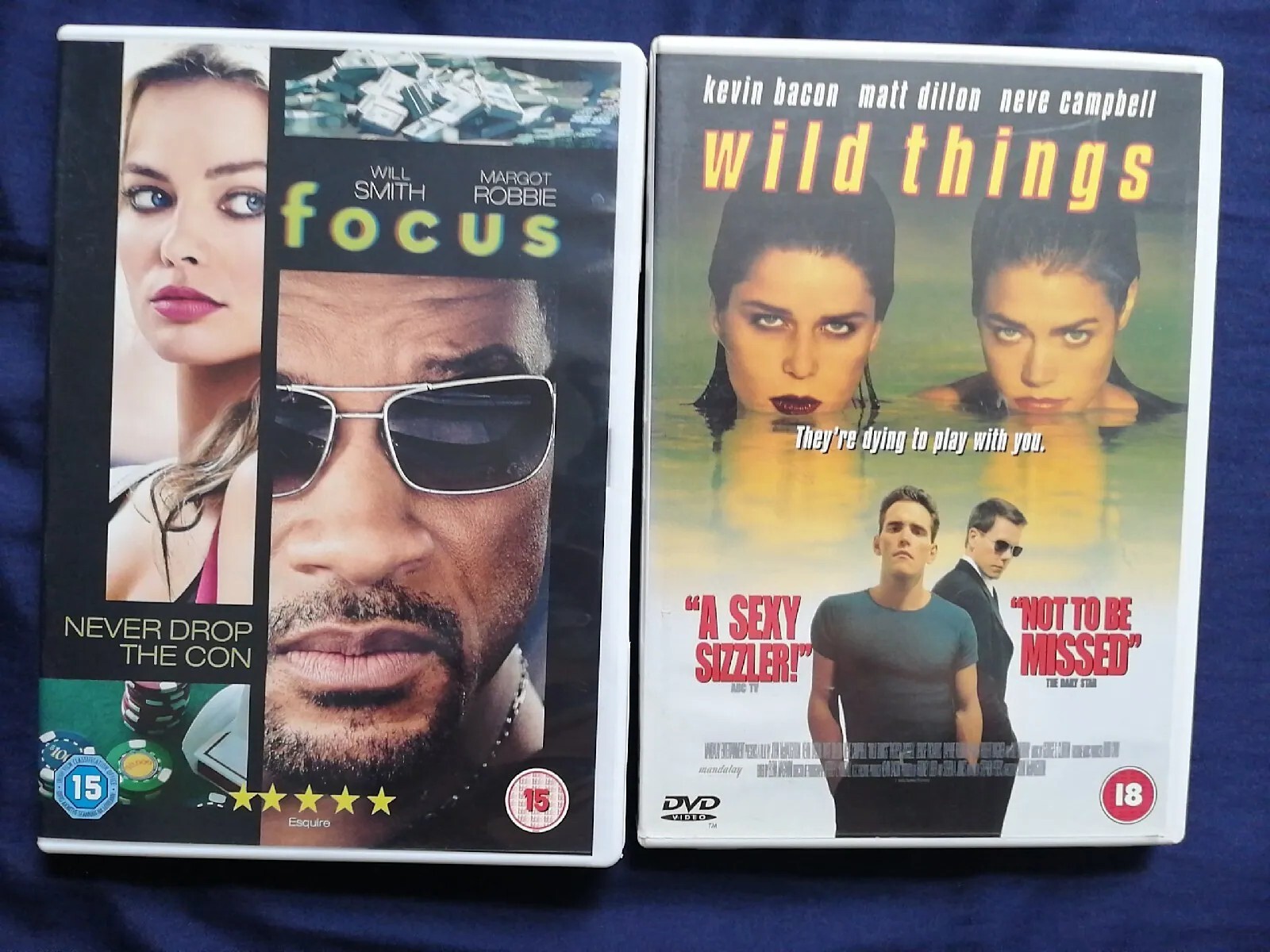 Wild Things DVD Drama (1998) Kevin Bacon / Focus DVD (2015) Will Smith, Ficarra