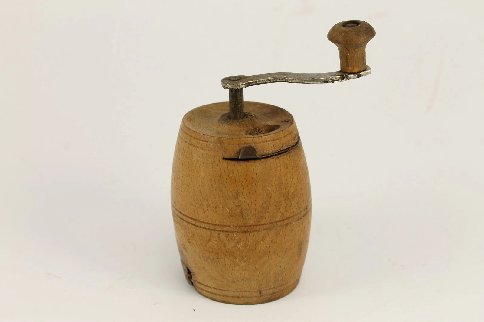 Antique Bulgarian Wooden Hand Crank Spice Grinder 1900's