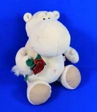 NICI NILPFERD Hippo Plüsch weiß ROSE rot LOVE 25 cm groß
