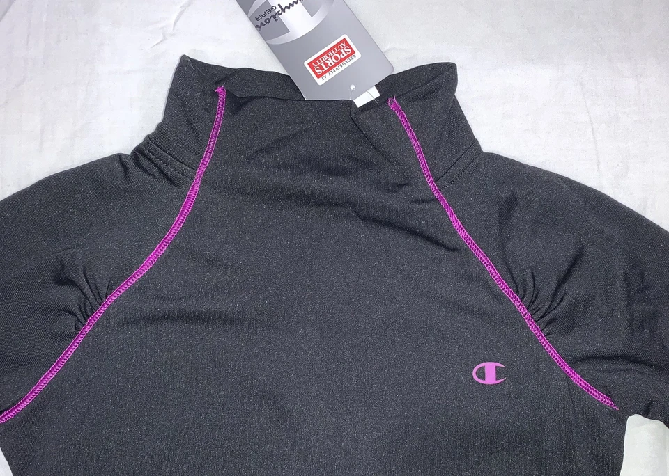 Champion Girl Cold Gear Cuello Simulado Manga Larga Forrado de Vellón Térmico Negro/Rosa, M Foto 3 de 4