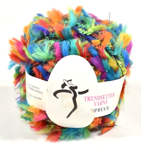 Trendsetter Yarns Spruce BRIGHTS Lot of 8 Balls Eyelash Tufted Metallic Acrylic - Picture 3 of 8