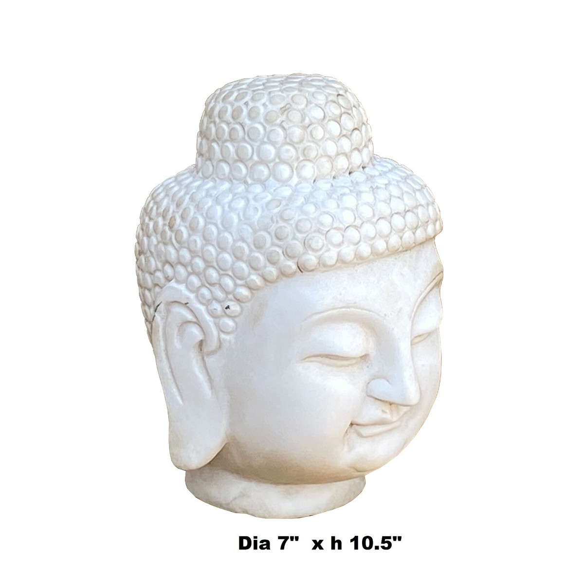 Chinese Oriental White Marble Stone Carved Buddha Head Figure cs7216S Chinese Oriental White Marble Stone Carved Buddha Head Figure cs7216S
