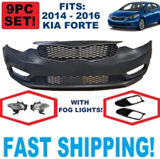 2014 2015 2016 FITS KIA FORTE FRONT BUMPER SET GRILL FOG LAMPS NEW NOT PAINTED