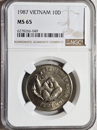 Vietnam 10 Dong 1987 World Wildlife Fund NGC MS 65
