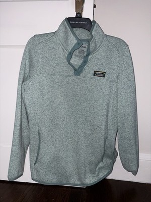 L.L.Bean Women s Sweater Fleece Snap Neck Pullover Small Aqua Heather EUC Pocket