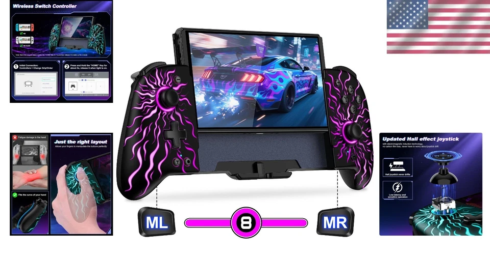 Ergonomic Wireless Switch Controller with Hall Effect Joystick & RGB Lighting - Image 2 of 4