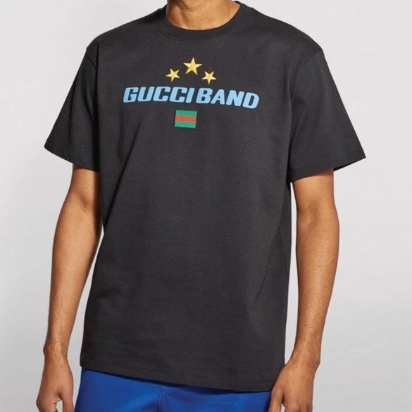 GUCCI グッチ ユニセックス Tシャツ 黒 Printed cotton jersey T-shirt in black | GUCCI® US